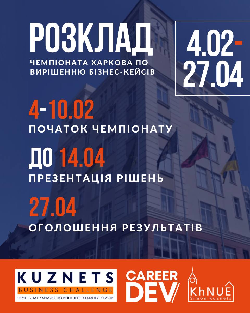 Чемпіонат по вирішенню бізнес-кейсів KUZNETS Business Challenge 2026 вже стартував!